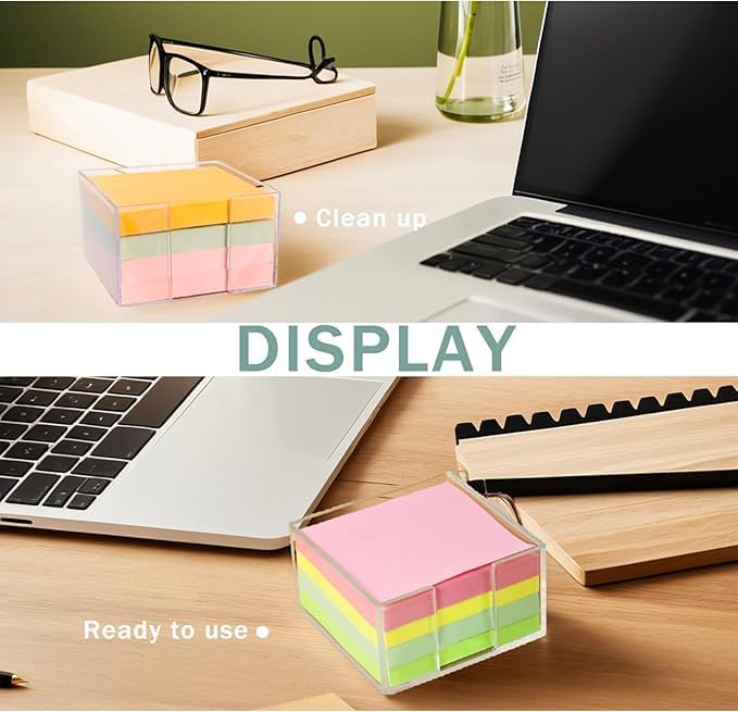 1pcs  3x3 Inch Acrylic Sticky Note Holder - Clear Desktop Organizer for Post-it Notes, Perfect for Office, Home & Classroom, Transparent Memo Pad Dispenser with Crystal Design - Image 3