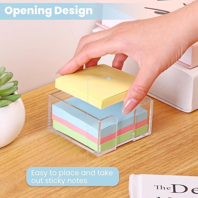 1pcs  3x3 Inch Acrylic Sticky Note Holder - Clear Desktop Organizer for Post-it Notes, Perfect for Office, Home & Classroom, Transparent Memo Pad Dispenser with Crystal Design - Image 5
