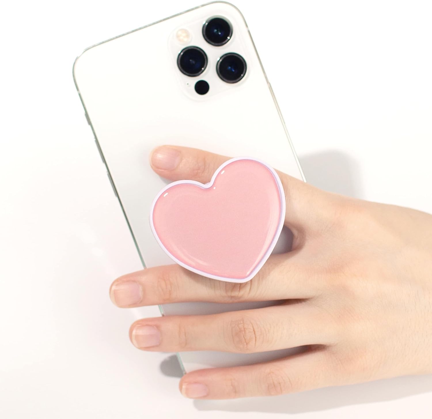 Heart-Shaped Phone Grip and Stand, Collapsible Expandable Design, Pink - Image 2