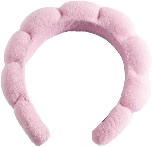 Soft Spa Headband for Women and Girls, Non-Slip Hair Band for Face Washing, Makeup, Shower, Pink - Image 1
