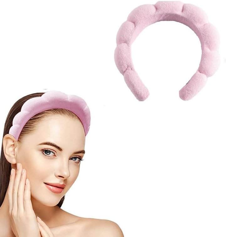 Soft Spa Headband for Women and Girls, Non-Slip Hair Band for Face Washing, Makeup, Shower, Pink - Image 5