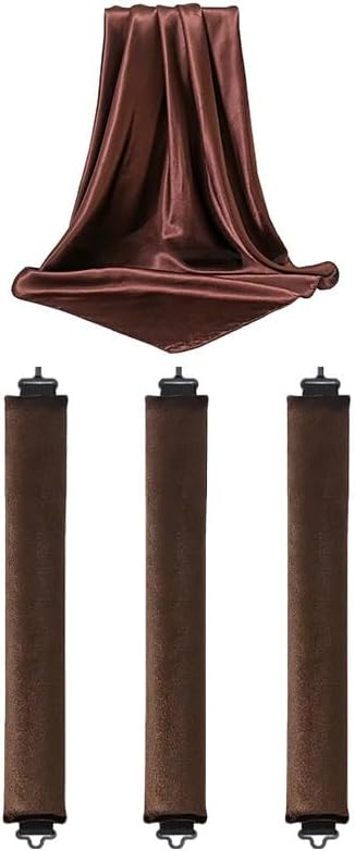 Heatless Hair Curler Set, Satin Overnight Curling Rods, 4-Piece Styling Kit with Hook, Brown - Image 1