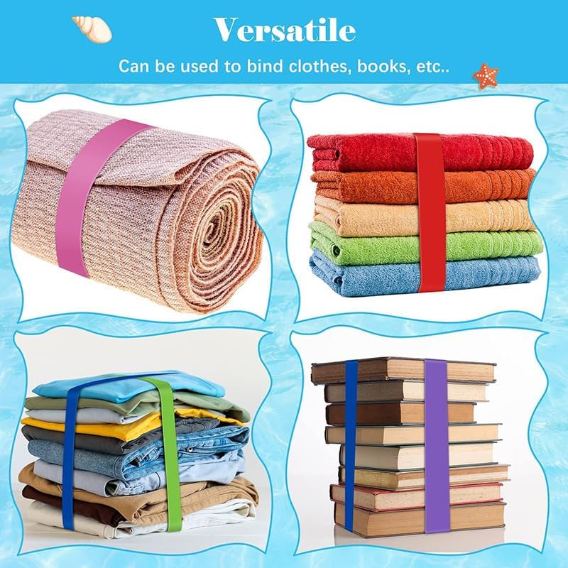 Beach Towel Bands, 38-91 cm Silicone Clips for Pool and Cruise Chairs, Blue and Turquoise, Pack of 4 - Image 5