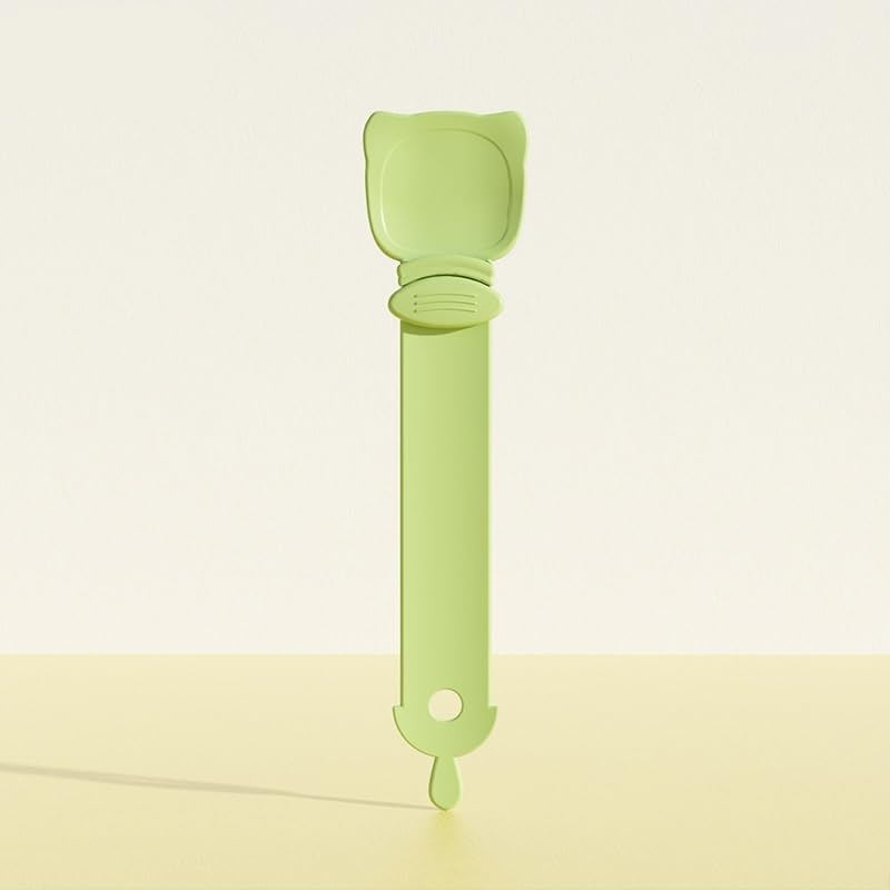 Cat Food Dispensing Spoons, 2-in-1 Design with Cat Head Shape, Orange/Green, Set of 2 - Image 4