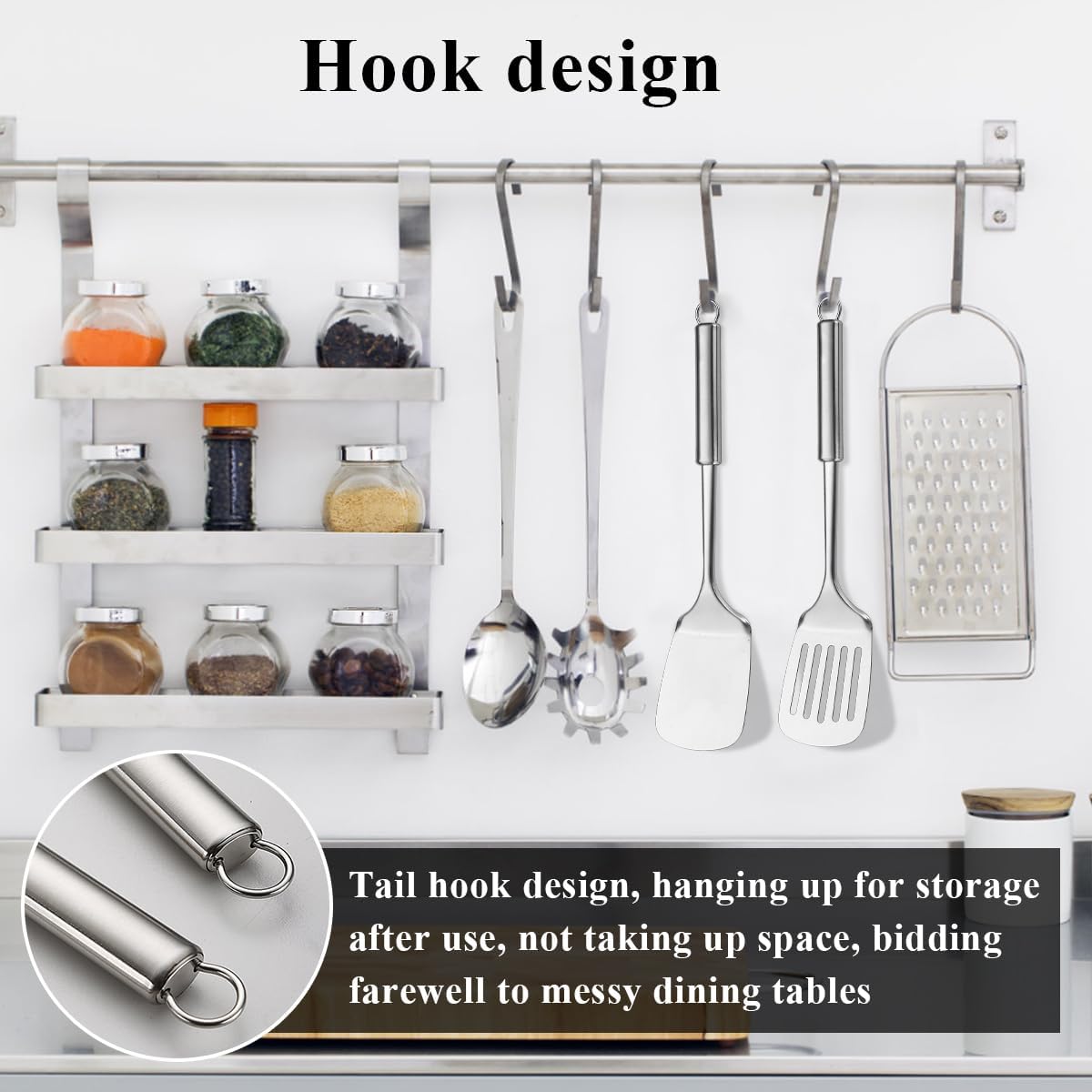 Stainless Steel Spatulas Set,  Silver Slotted Turner, Solid Turner, Heavy Duty Sturdy Kitchen Spatula High Heat Resistant, Ideal Cookware for Fish,Eggs,Pancakes, Dishwasher Safe, Easy to Clean - Image 6