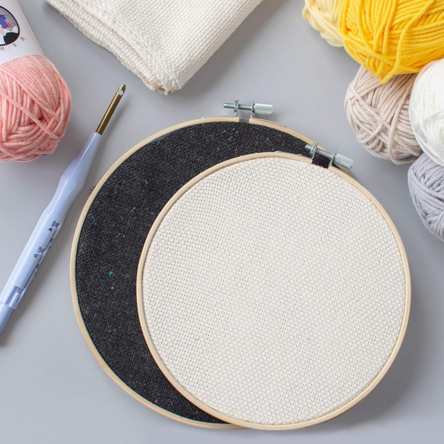 5 PCS Embroidery Hoops Round Bamboo Embroidery Hoop Circle Embroidery Frame Wood Hoop Cross Stitch Hoop Adjustable Sewing Rings Hoop for Embroidery Cross Stitching Crafts（4-8inch） - Image 3