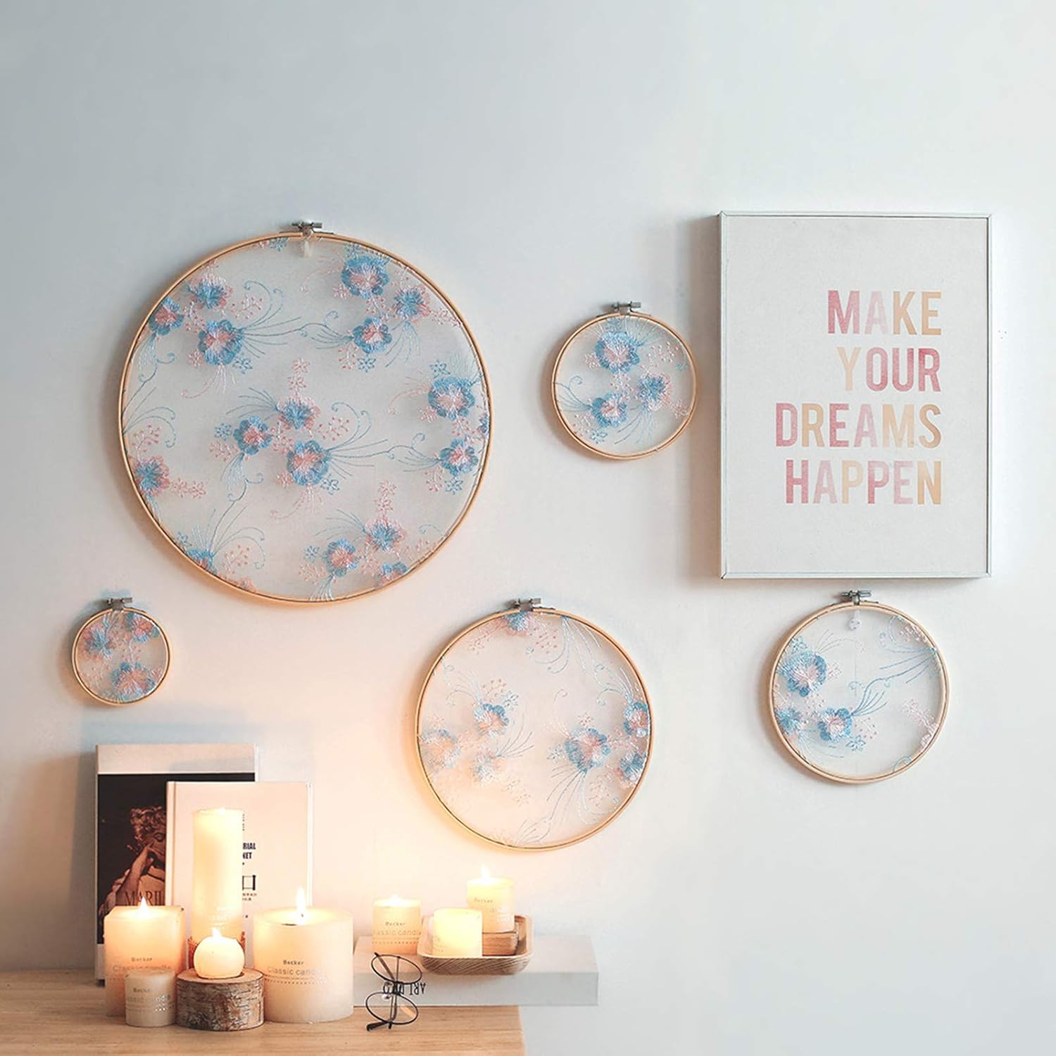 5 PCS Embroidery Hoops Round Bamboo Embroidery Hoop Circle Embroidery Frame Wood Hoop Cross Stitch Hoop Adjustable Sewing Rings Hoop for Embroidery Cross Stitching Crafts（4-8inch） - Image 4
