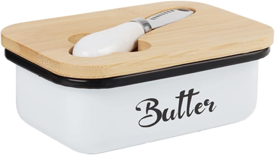 Butter Dish with Lid for Countertop, AISBUGUR Metal Butter Keeper, Includes Stainless Steel Multipurpose Butter Knife, Large Silicone-Enhanced Butter Container, Perfect Kitchen Gift - White - Image 3