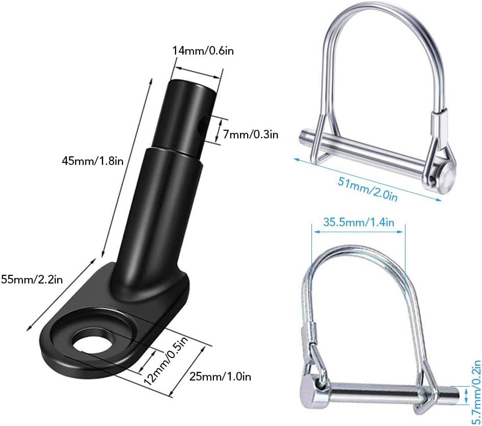 12mm Heavy Duty Steel Trailer Hitch Coupler with Safety Locking Pin for Kids and Pets, Fits QR and Solid Axles, Easy Installation, and Secure Bicycle Connector - Image 3