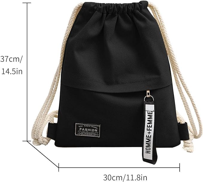 Foldable Canvas Sports Backpack with Drawstring and Zippered Pocket for Football, Cycling, Gym & Travel - Compact, Unisex for Adults, Teens, Kids - Image 4