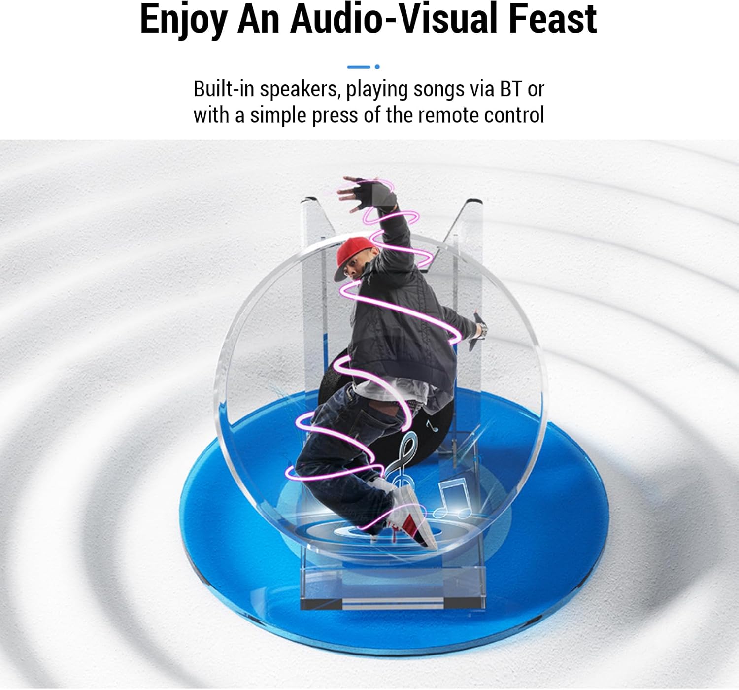 3D Hologram Fan 11cm LED Holographic Projector Advertising Machine Portable Desktop Naked-Eye Stereo Display Built-in Speaker (Transparent) - Image 3