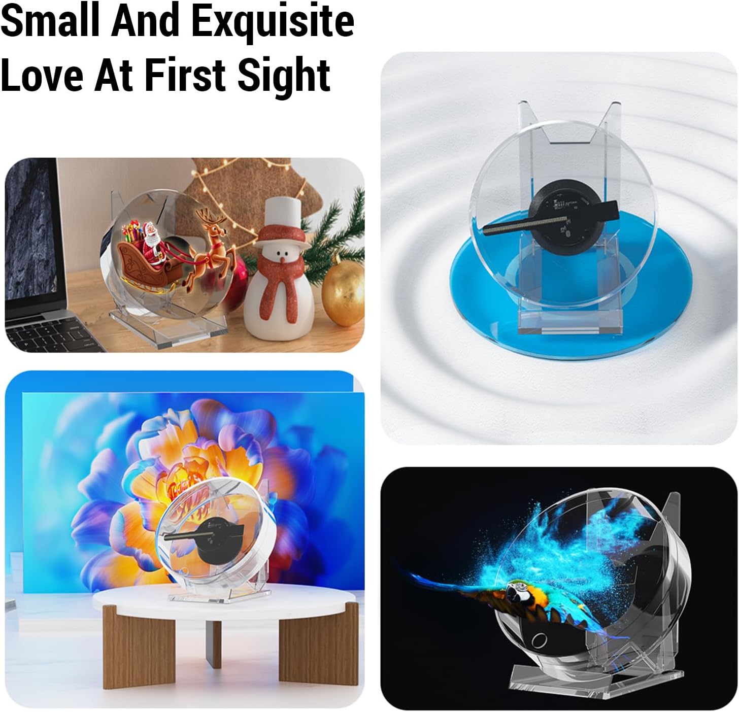 3D Hologram Fan 11cm LED Holographic Projector Advertising Machine Portable Desktop Naked-Eye Stereo Display Built-in Speaker (Transparent) - Image 4