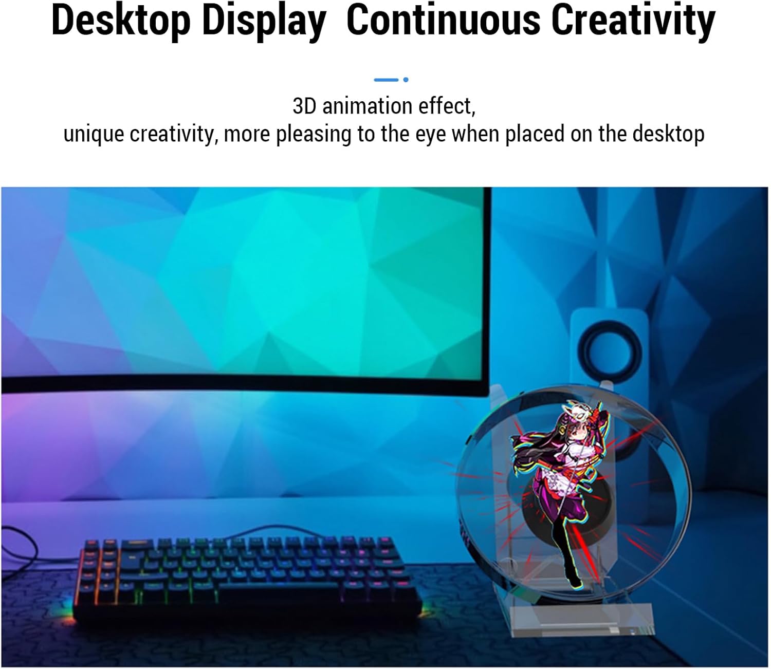 3D Hologram Fan 11cm LED Holographic Projector Advertising Machine Portable Desktop Naked-Eye Stereo Display Built-in Speaker (Transparent) - Image 5