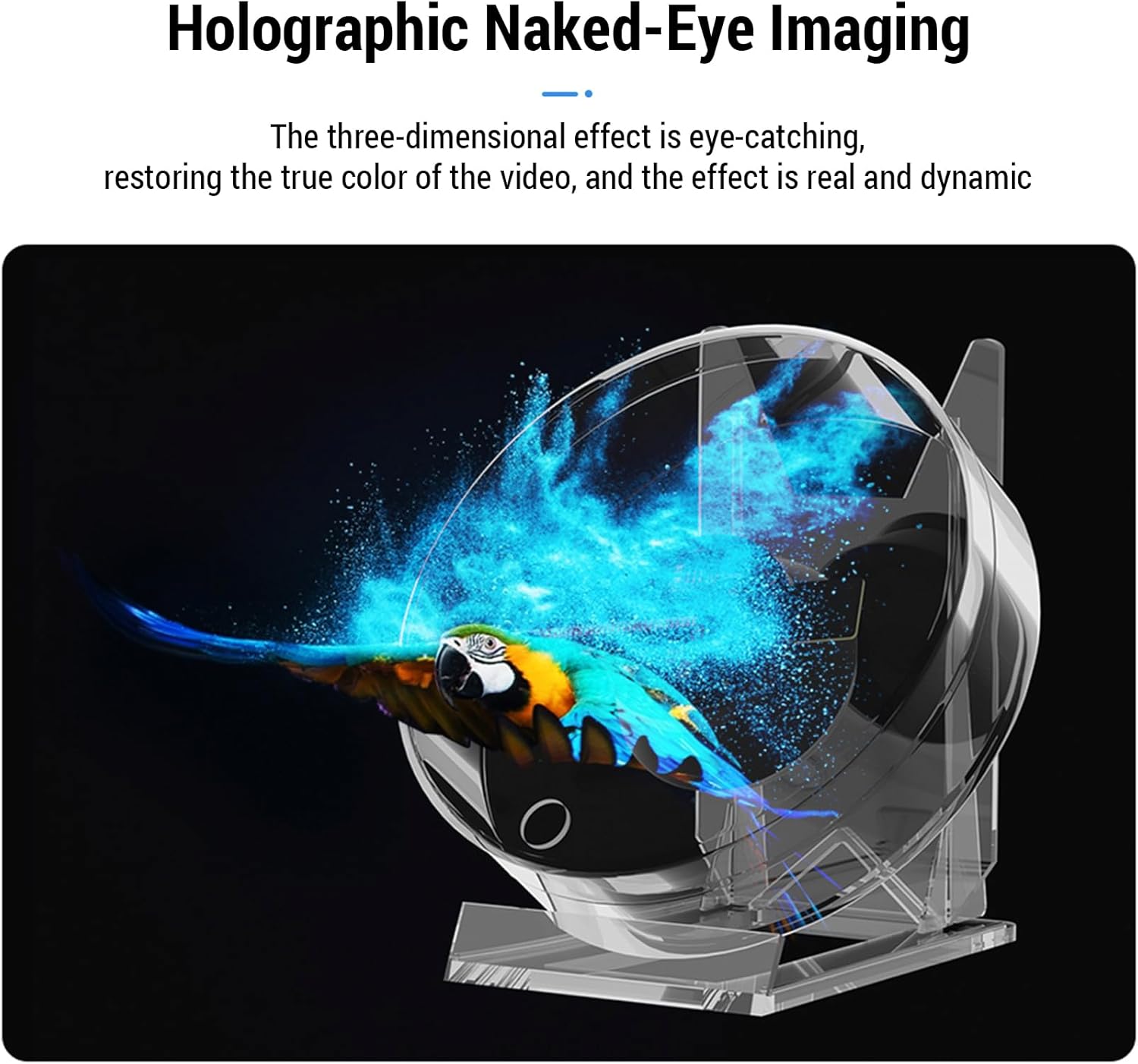 3D Hologram Fan 11cm LED Holographic Projector Advertising Machine Portable Desktop Naked-Eye Stereo Display Built-in Speaker (Transparent) - Image 6