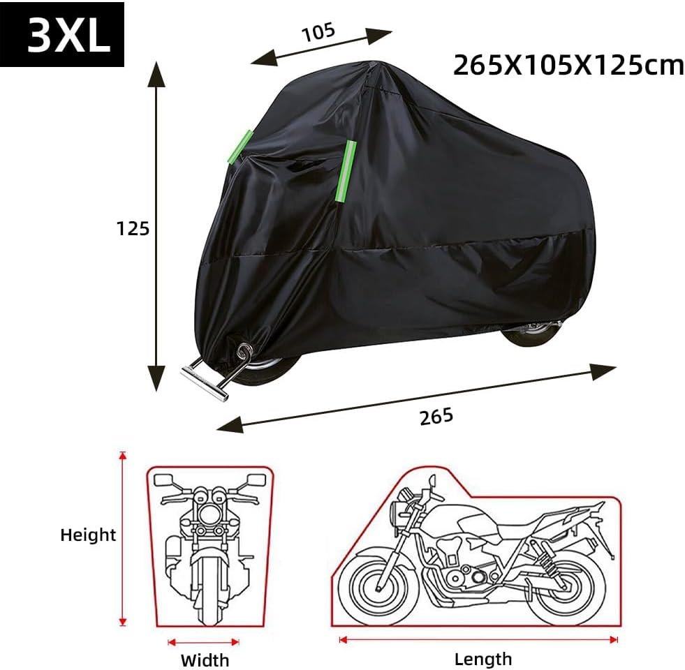 Heavy Duty PVC Motorcycle Cover 2XL/3XL for Weather Protection, for Rain, Snow, 530g Universal Fit - Image 3