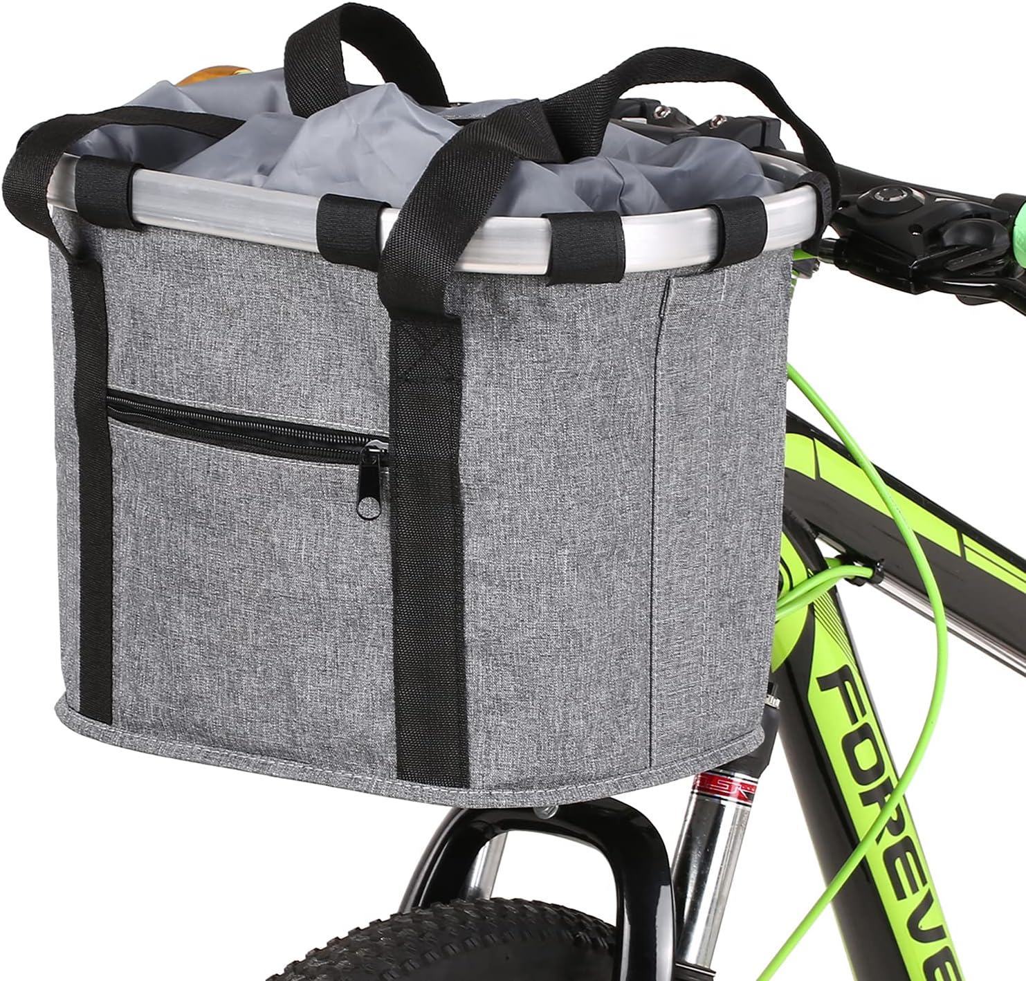 Stylish Aluminum Alloy Bicycle Basket - Black Purple Coffee Grey - 34x28x25cm - 6kg Capacity - Oxford Cloth - Handlebar Mount Included - Image 1
