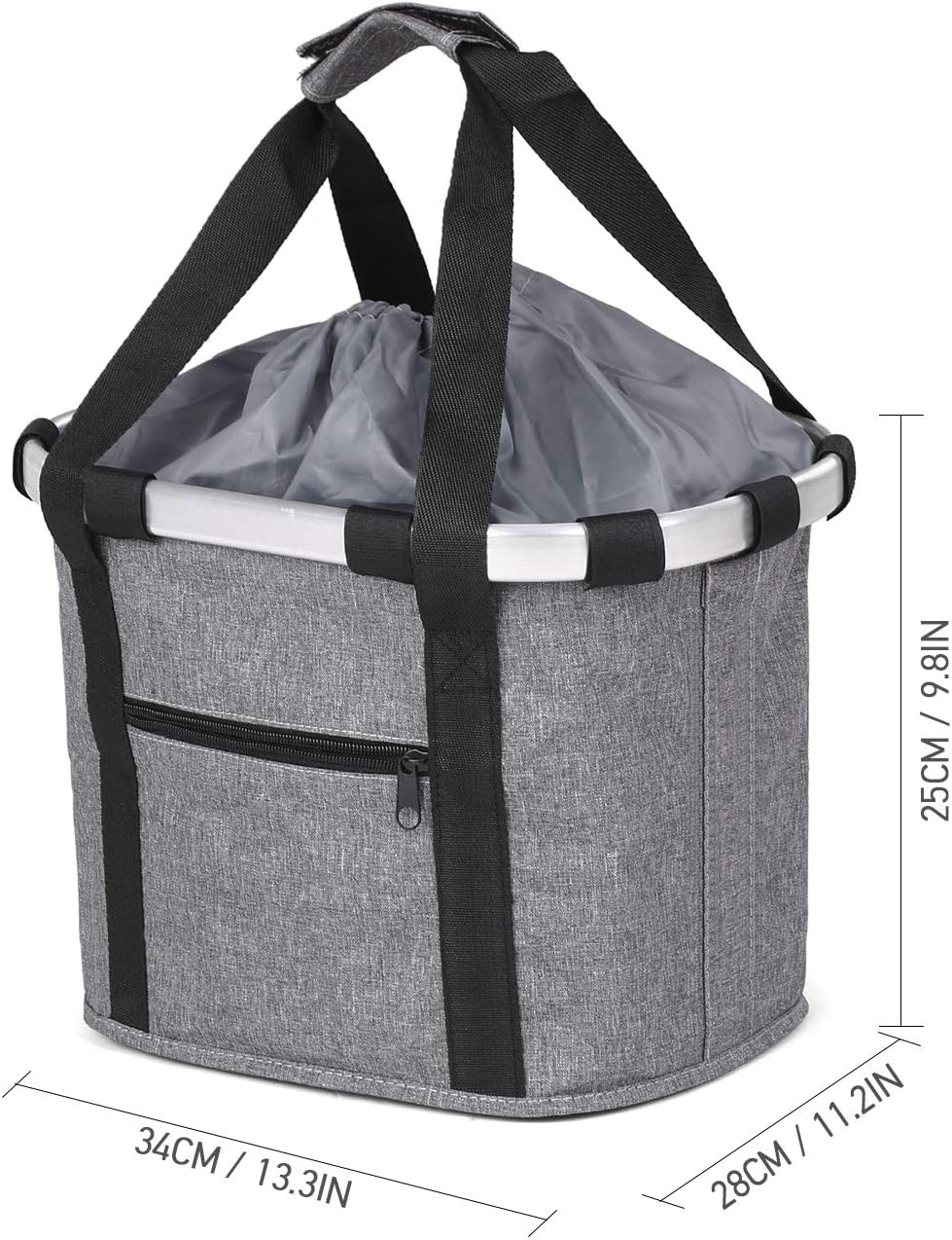 Stylish Aluminum Alloy Bicycle Basket - Black Purple Coffee Grey - 34x28x25cm - 6kg Capacity - Oxford Cloth - Handlebar Mount Included - Image 4