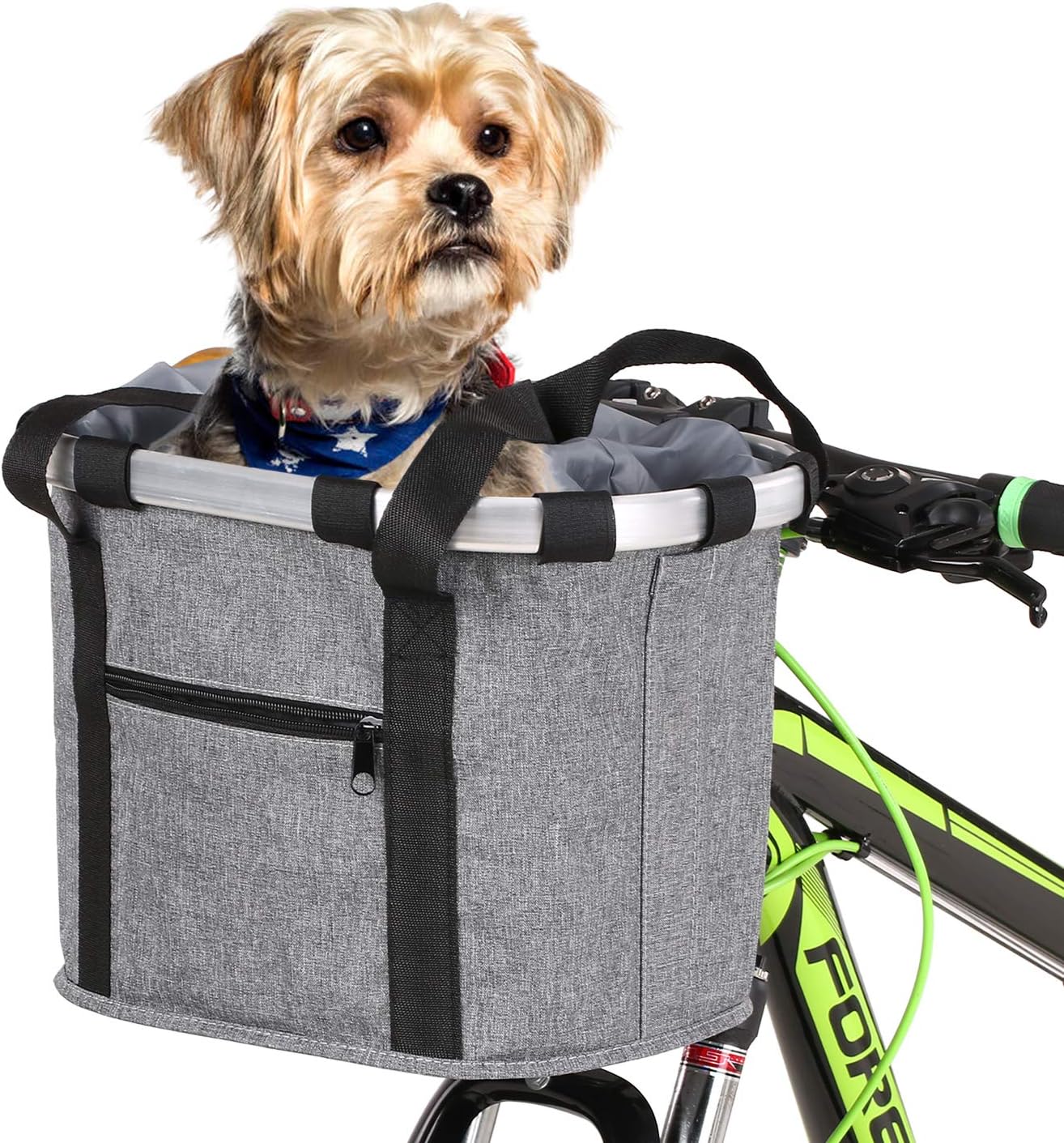 Stylish Aluminum Alloy Bicycle Basket - Black Purple Coffee Grey - 34x28x25cm - 6kg Capacity - Oxford Cloth - Handlebar Mount Included - Image 7