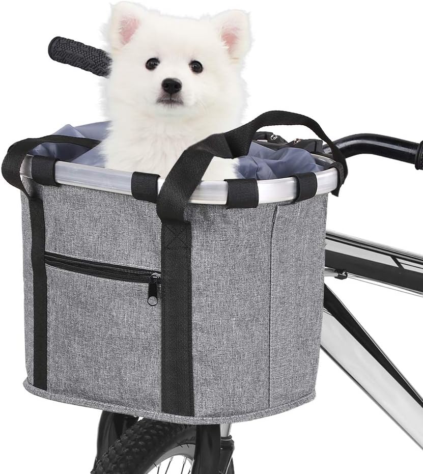 Stylish Aluminum Alloy Bicycle Basket - Black Purple Coffee Grey - 34x28x25cm - 6kg Capacity - Oxford Cloth - Handlebar Mount Included - Image 8