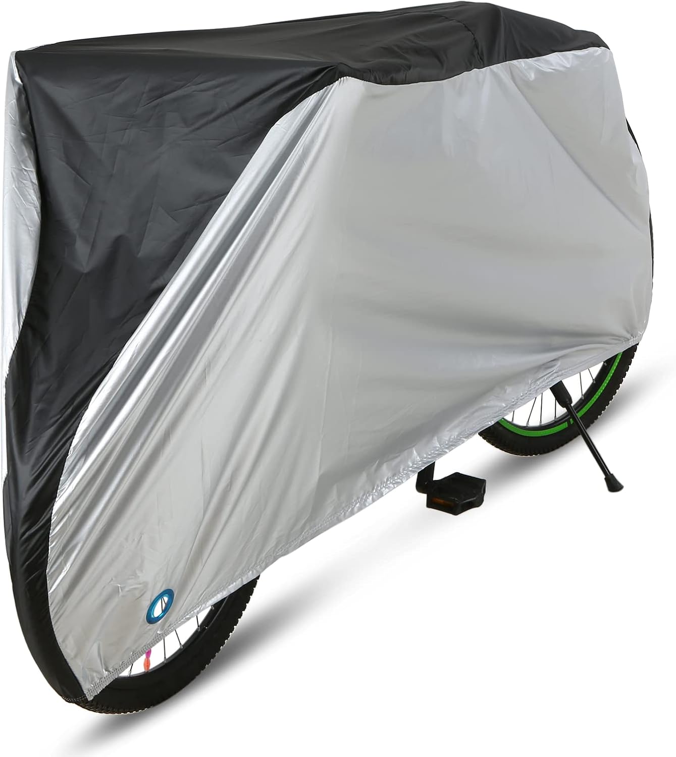 Silver-Coated 190T Polyester Cover for 20/24/26/29 Inch Bikes - Black/Black&Silver, S/M/L/XL Sizes, Weatherproof with Quick-Release Buckle & Lock Hole - Image 1