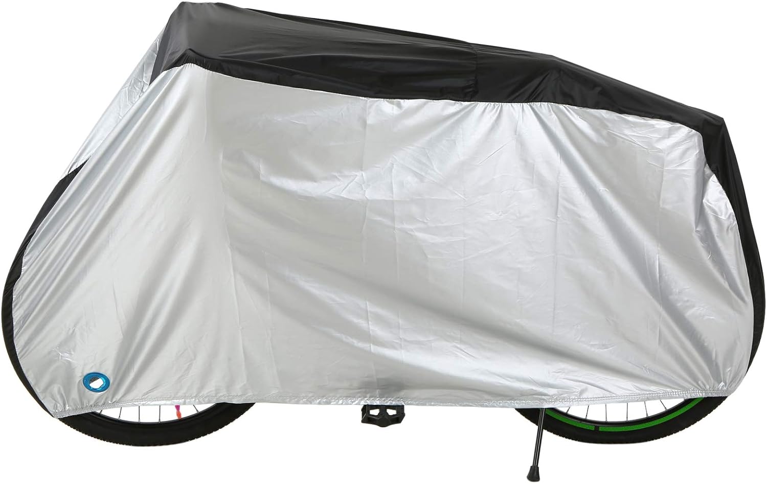 Silver-Coated 190T Polyester Cover for 20/24/26/29 Inch Bikes - Black/Black&Silver, S/M/L/XL Sizes, Weatherproof with Quick-Release Buckle & Lock Hole - Image 3
