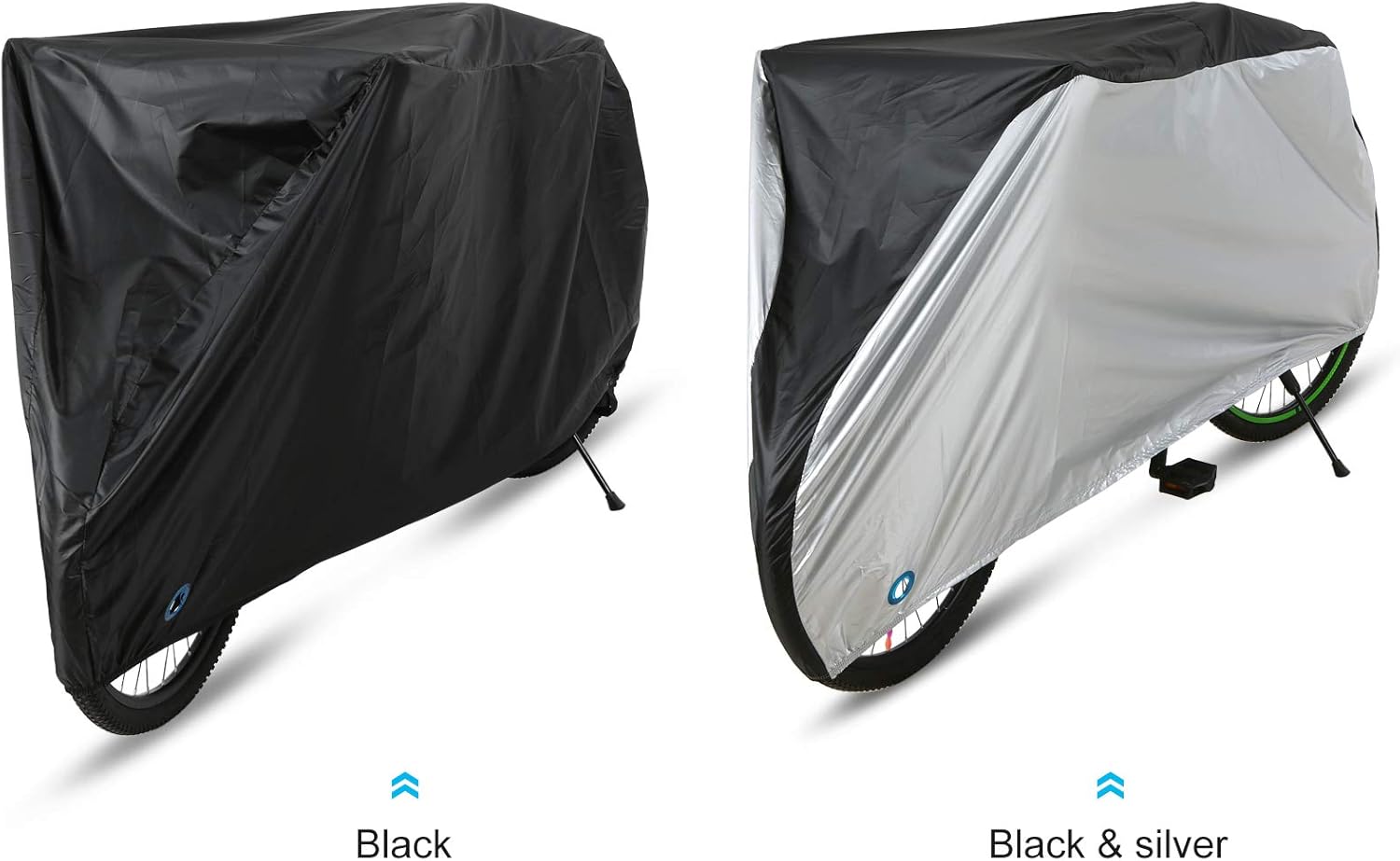 Silver-Coated 190T Polyester Cover for 20/24/26/29 Inch Bikes - Black/Black&Silver, S/M/L/XL Sizes, Weatherproof with Quick-Release Buckle & Lock Hole - Image 7