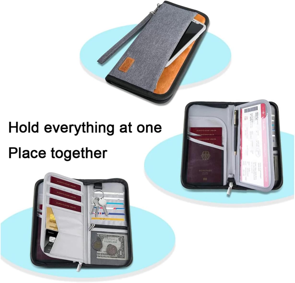 Travel Passport Wallet Family Passport Holder Documents Organizer with RFID Blocker for Men & Women - Image 4