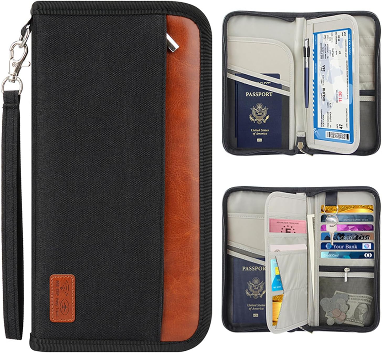 Travel Passport Wallet Family Passport Holder Documents Organizer with RFID Blocker for Men & Women - Image 6
