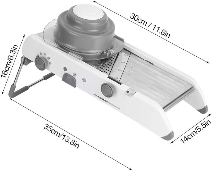 Multifunctional Manual Vegetable Cutter Stainless Steel Food Grater Slicing Kitchen Tool Accessories with Non-Slip Handle Safety Pusher for Shredded Sliced Wavy Cuts Easy to and Store - Image 4