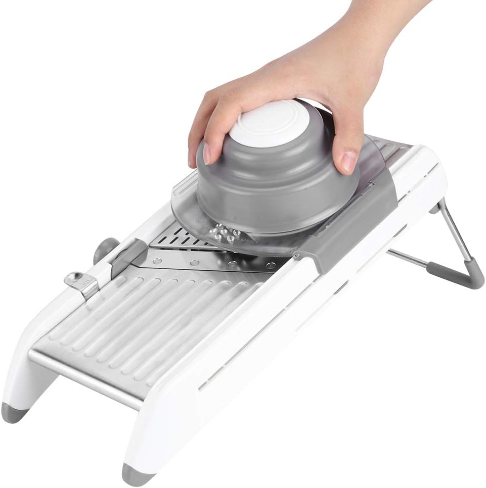 Multifunctional Manual Vegetable Cutter Stainless Steel Food Grater Slicing Kitchen Tool Accessories with Non-Slip Handle Safety Pusher for Shredded Sliced Wavy Cuts Easy to and Store - Image 6