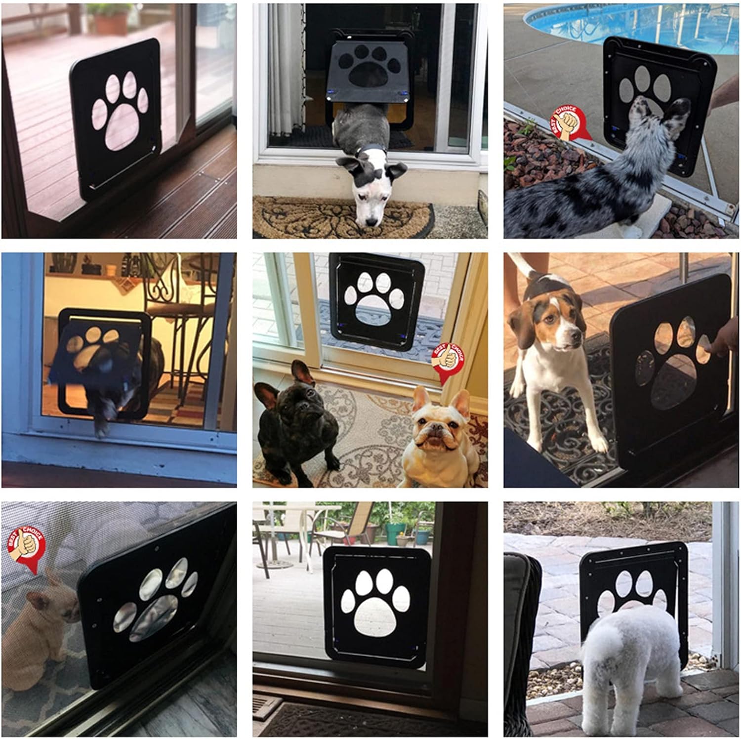 Pet Screen Door Sliding Screen Dogs Door with Magnetic Flap Lock Automatically for Medium Large Dogs - Image 3