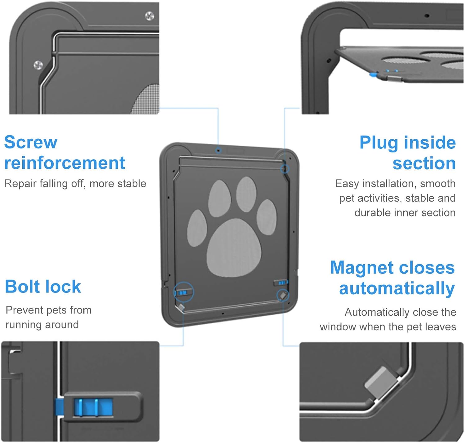 Pet Screen Door Sliding Screen Dogs Door with Magnetic Flap Lock Automatically for Medium Large Dogs - Image 4