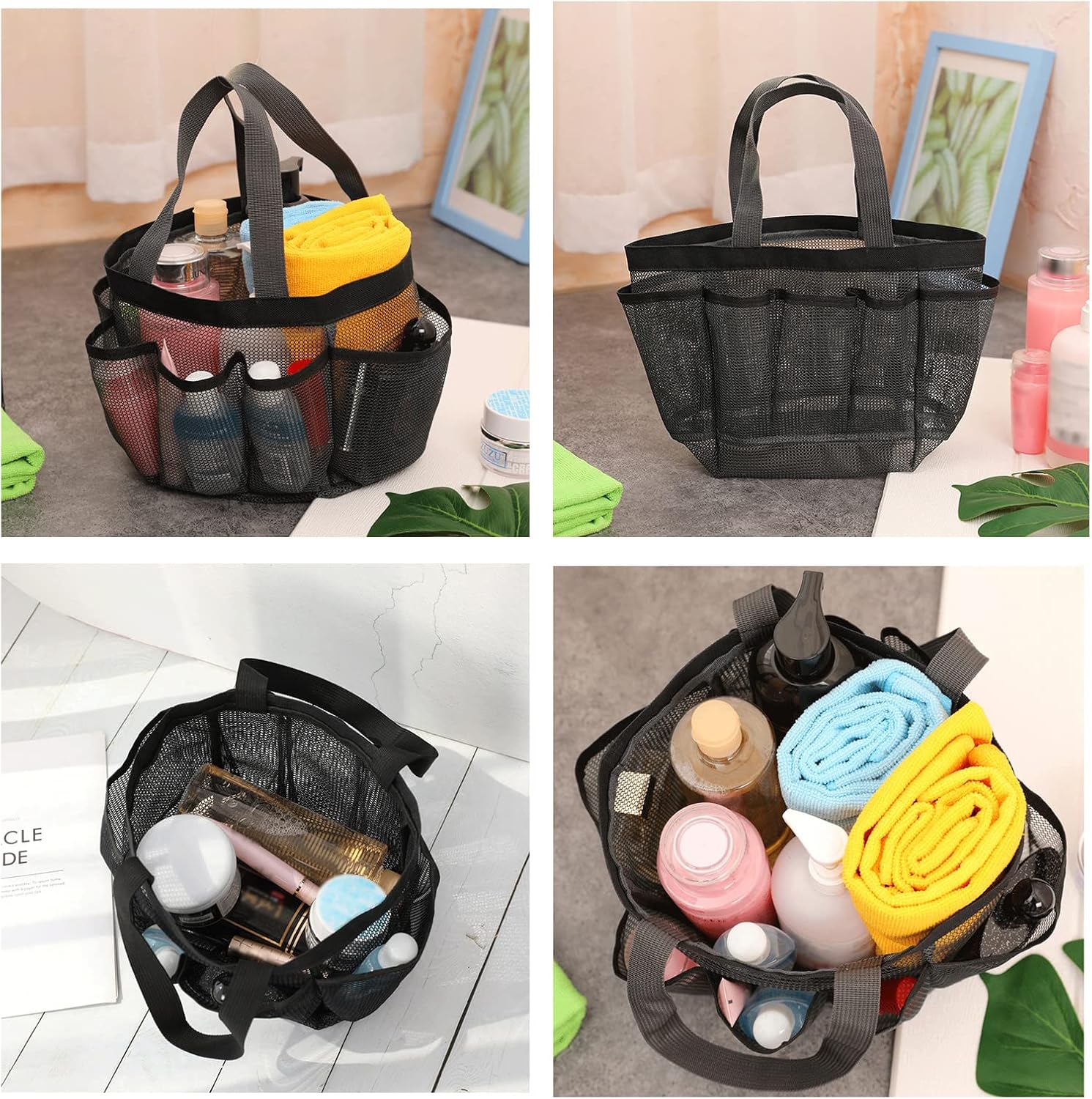 Quick Dry Mesh Tote Bag with 7 Pockets, Hanging Bath Organizer for College Dorm, Gym, and Travel - Image 4