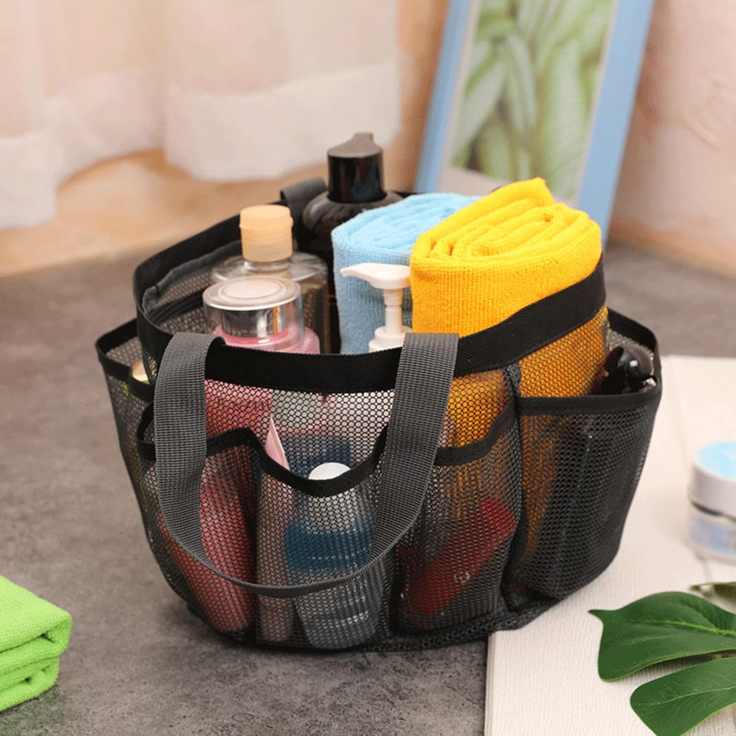 Quick Dry Mesh Tote Bag with 7 Pockets, Hanging Bath Organizer for College Dorm, Gym, and Travel - Image 5