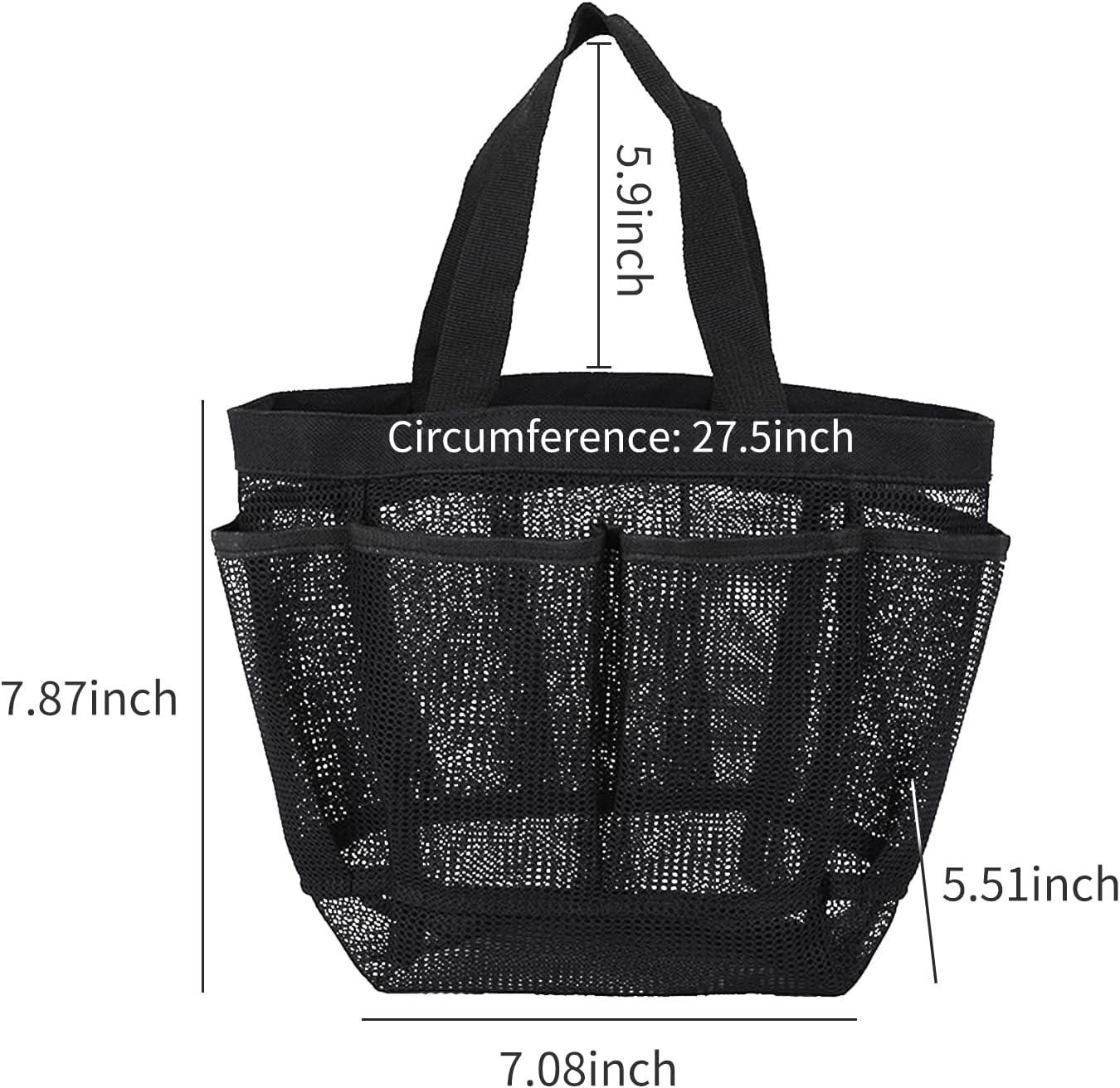 Quick Dry Mesh Tote Bag with 7 Pockets, Hanging Bath Organizer for College Dorm, Gym, and Travel - Image 6