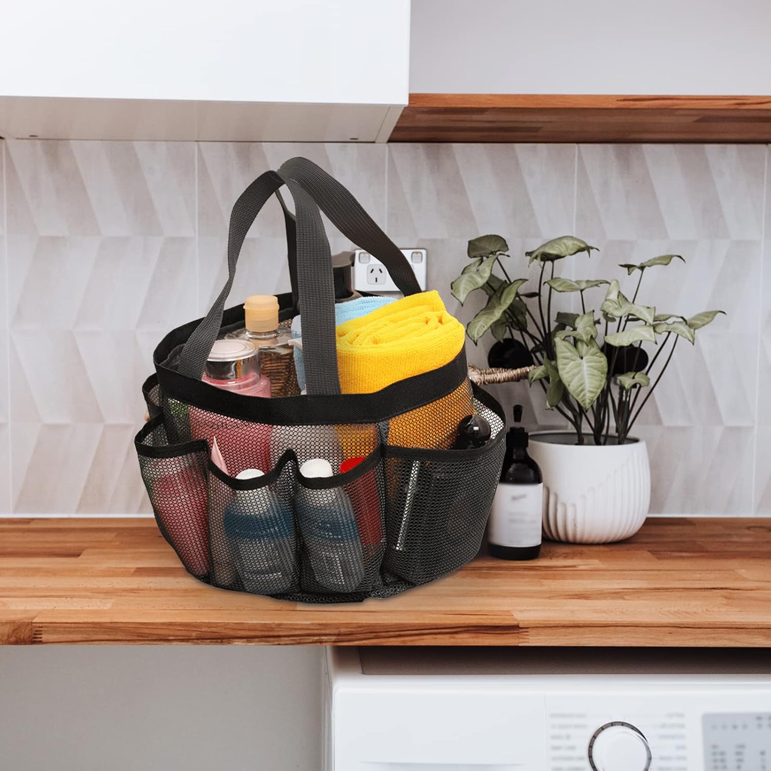 Quick Dry Mesh Tote Bag with 7 Pockets, Hanging Bath Organizer for College Dorm, Gym, and Travel - Image 7