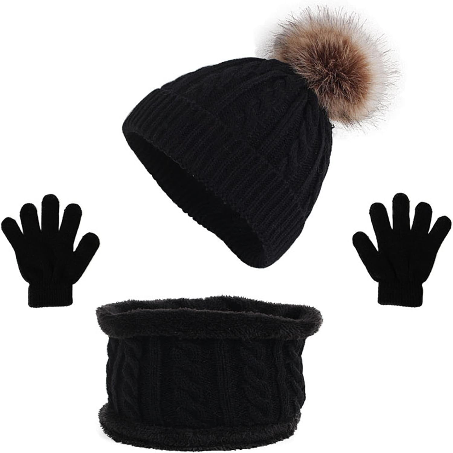 Soft Plush Winter Accessory with Hat, and Scarf in Multiple Colors - Image 1