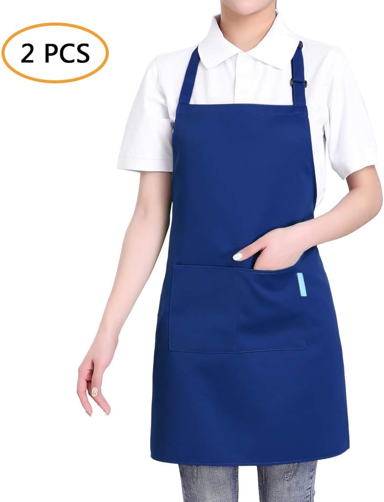 Adjustable Multi-Purpose Aprons for Men and Women with Long Waist Ties and Front Pockets, Polyester Cotton Blend - Image 2