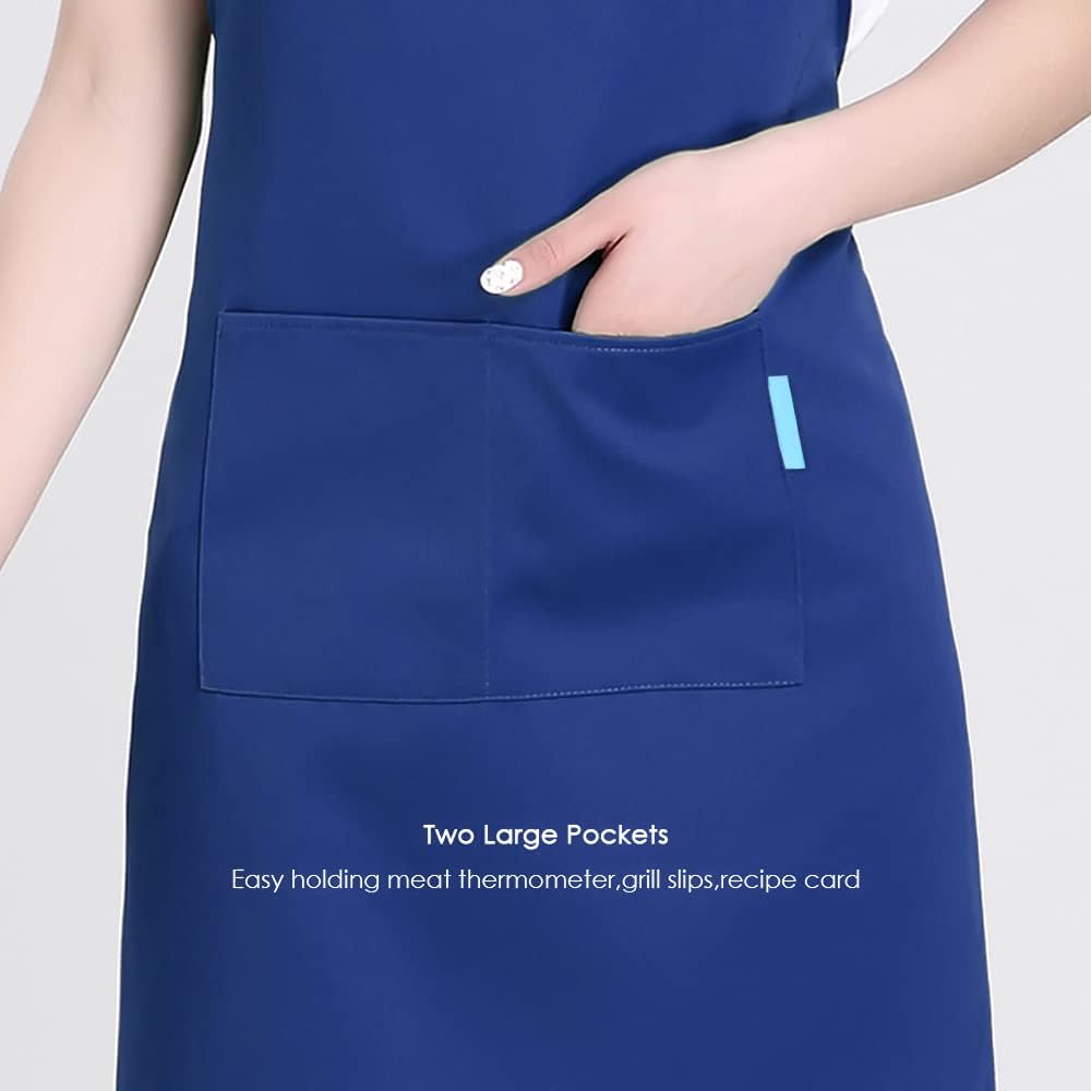Adjustable Multi-Purpose Aprons for Men and Women with Long Waist Ties and Front Pockets, Polyester Cotton Blend - Image 3