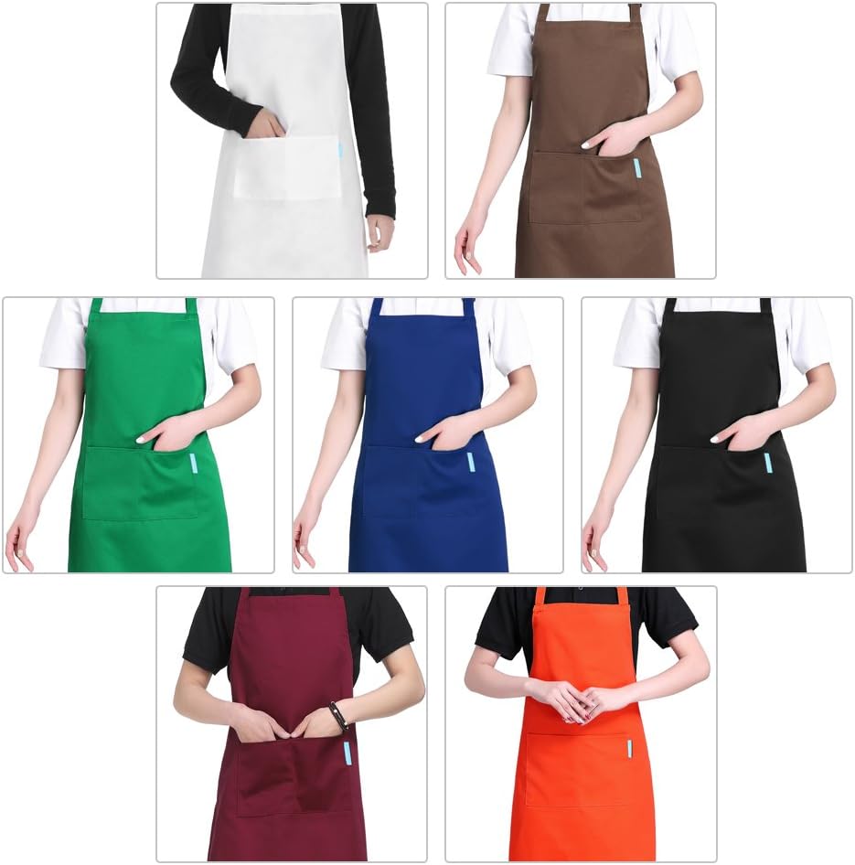 Adjustable Multi-Purpose Aprons for Men and Women with Long Waist Ties and Front Pockets, Polyester Cotton Blend - Image 5