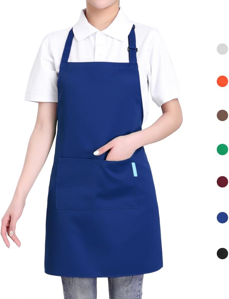 Adjustable Multi-Purpose Aprons for Men and Women with Long Waist Ties and Front Pockets, Polyester Cotton Blend - Image 7