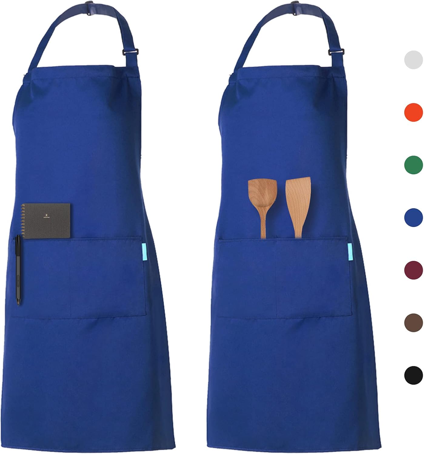 Adjustable Multi-Purpose Aprons for Men and Women with Long Waist Ties and Front Pockets, Polyester Cotton Blend - Image 8