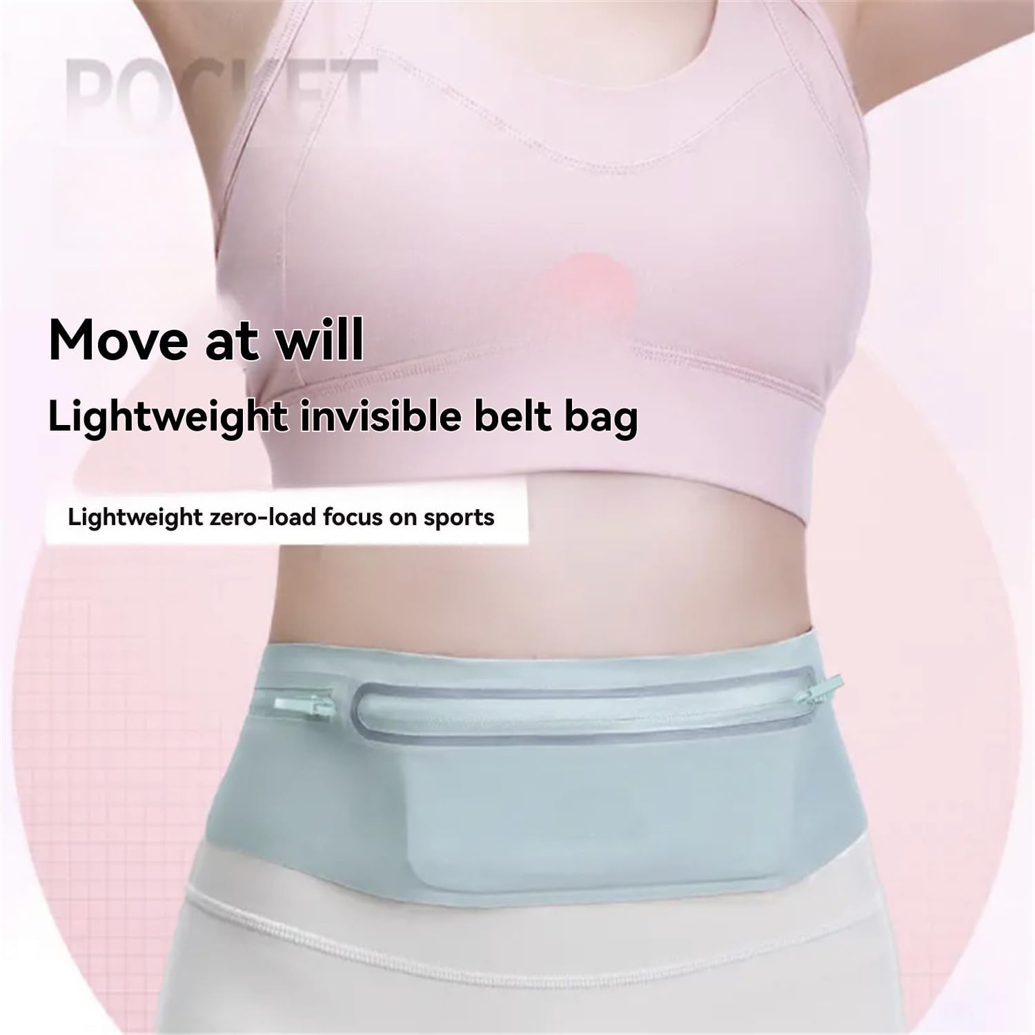 Waterproof Sports Waist Pack with 3 Zippered Compartments for Running, Gym, Hiking - Adjustable 55-120cm Belt, Fits 7.5