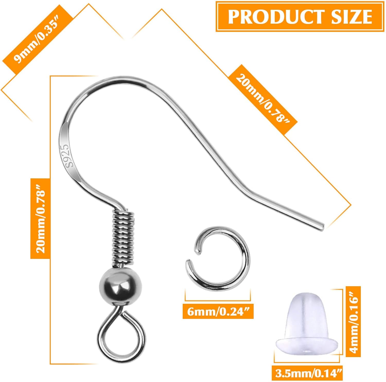 Hypoallergenic Earring Hooks, 600Pcs Earring Making Kit with Earring Hooks, Jump Rings and Clear Rubber Earring Backs for DIY Jewelry Making - Image 5