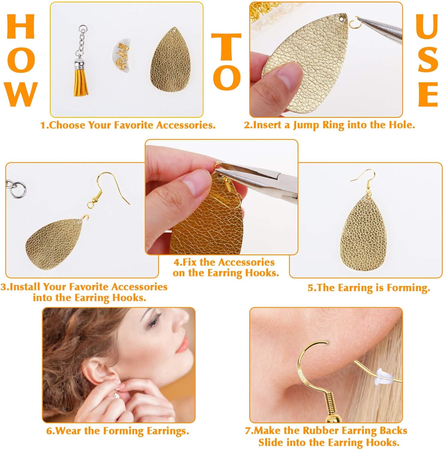 Hypoallergenic Earring Hooks, 600Pcs Earring Making Kit with Earring Hooks, Jump Rings and Clear Rubber Earring Backs for DIY Jewelry Making - Image 6