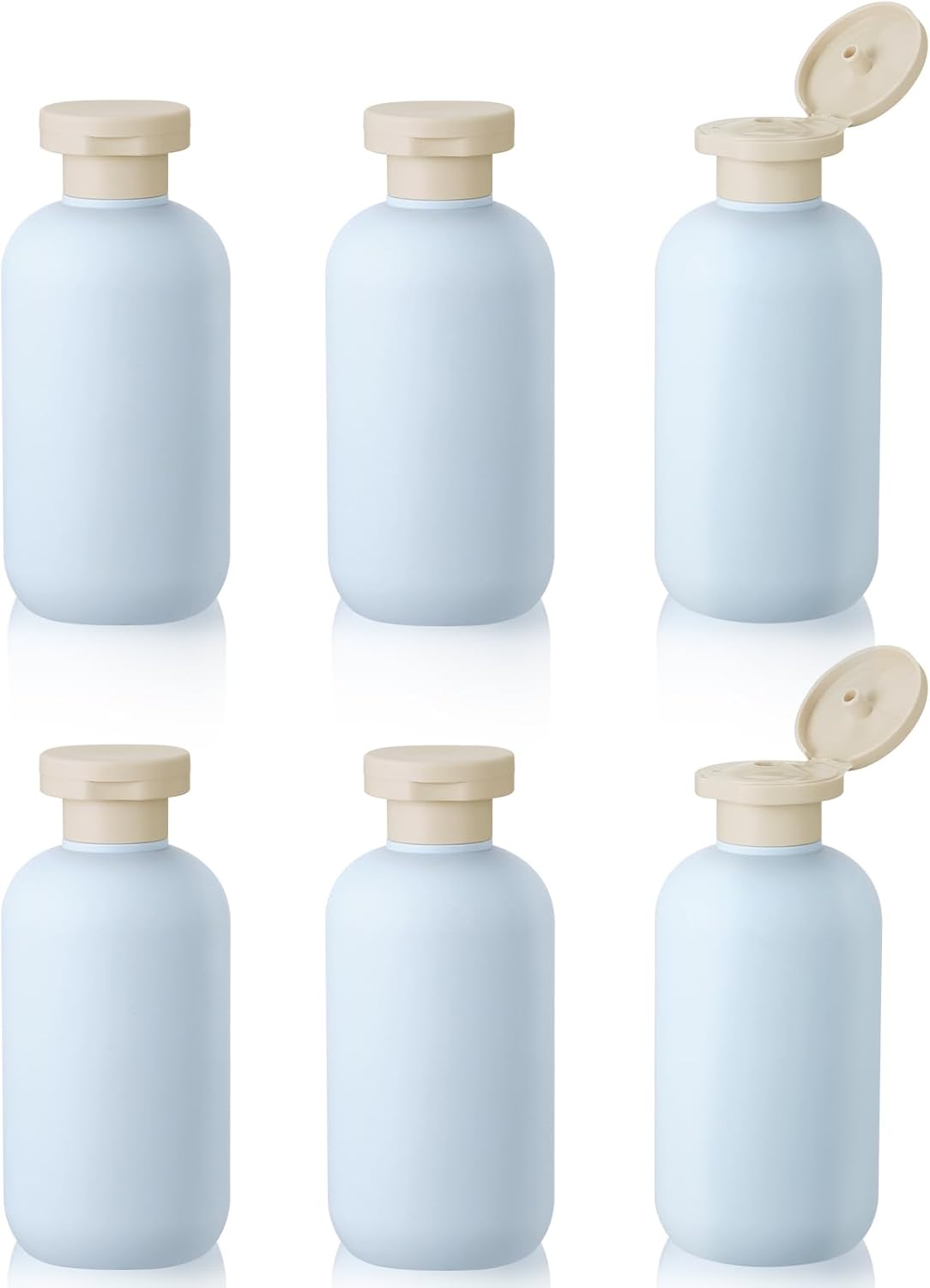 6 PCS Shampoo Travel Bottles, 200ml Refillable Travel Bottles Set for Toiletries,Empty Plastic Squeeze Bottles with Flip Cap for Conditioner, Lotions and Creams (Light Blue) - Image 1
