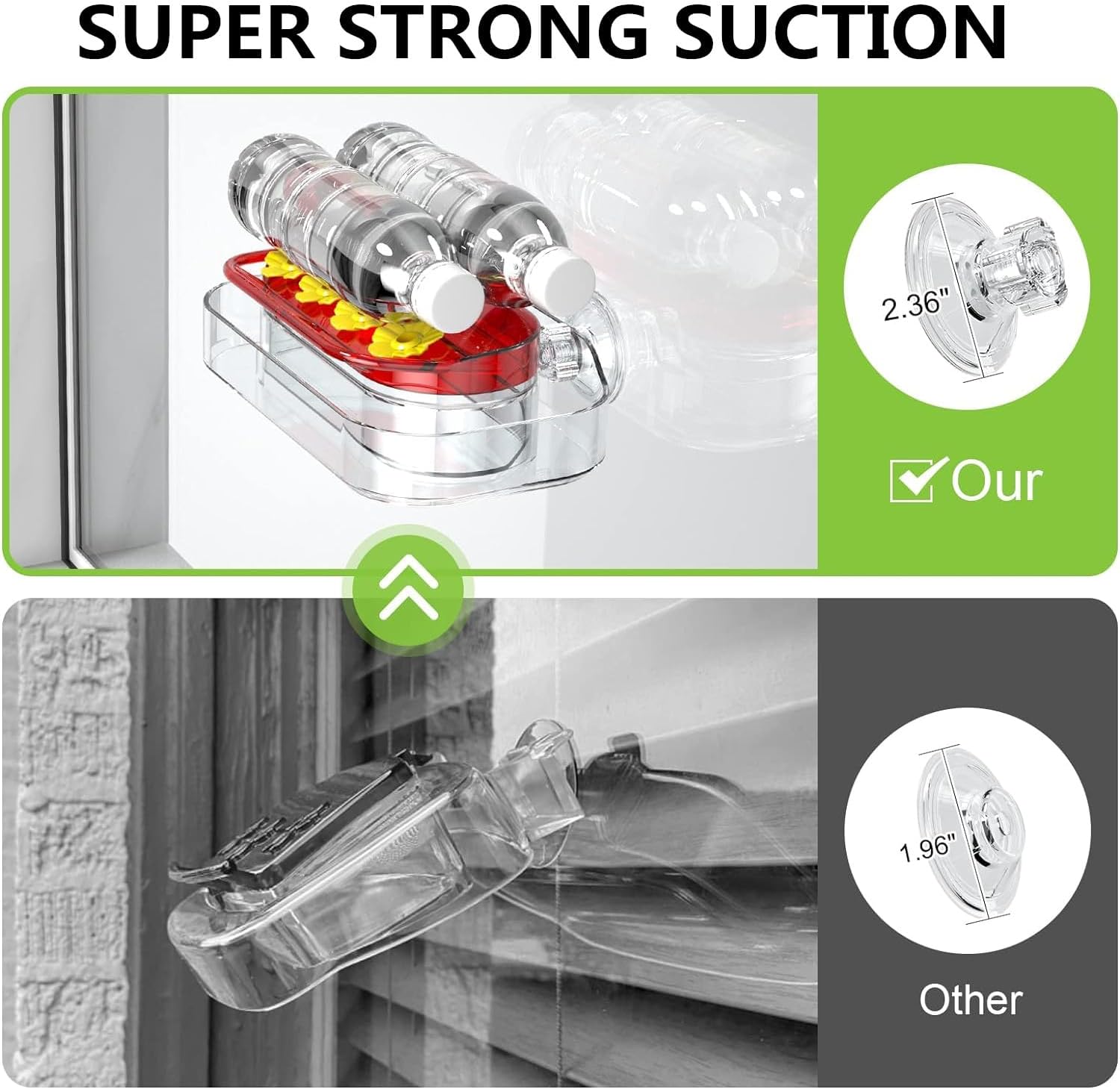 Clear Hummingbird Feeder,Hanging Hummingbird Feeder with Suction Cup Tabletop Humming Bird Feeder Bird Water Station Traywith 4 Feeding Ports, Easy to Clean and Refill Plastic Humming Bird Feeder - Image 5
