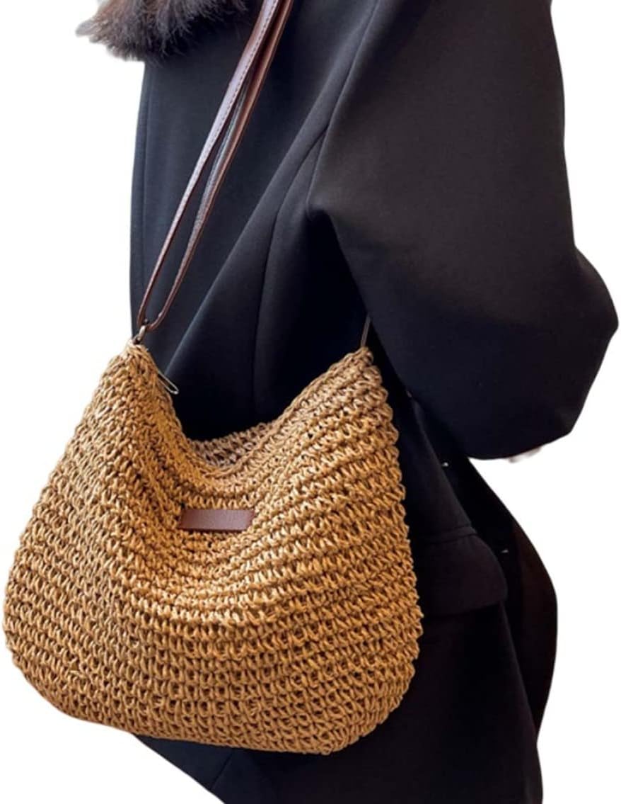 Straw Beach Bag, Summer Straw Bag Female Fashion Braided Single Shoulder Crossbody Bag All-Match Beach Bag - Image 8