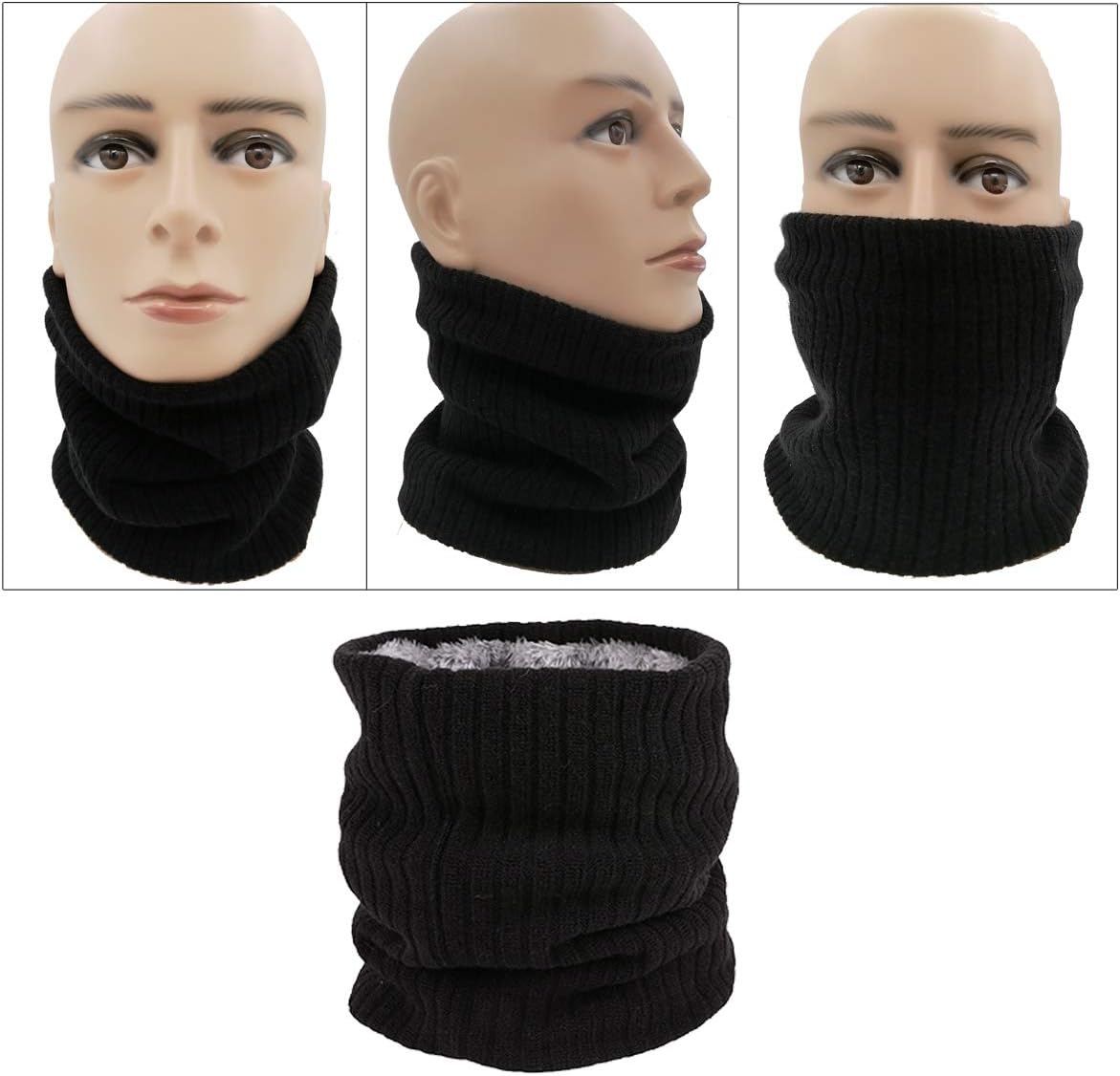 Neck Warmer Gaiter Tube Polar Fleece Ski Winter Face Cover Mask Cold Weather Face Scarf(2 Pack Black+Darkgrey) - Image 4