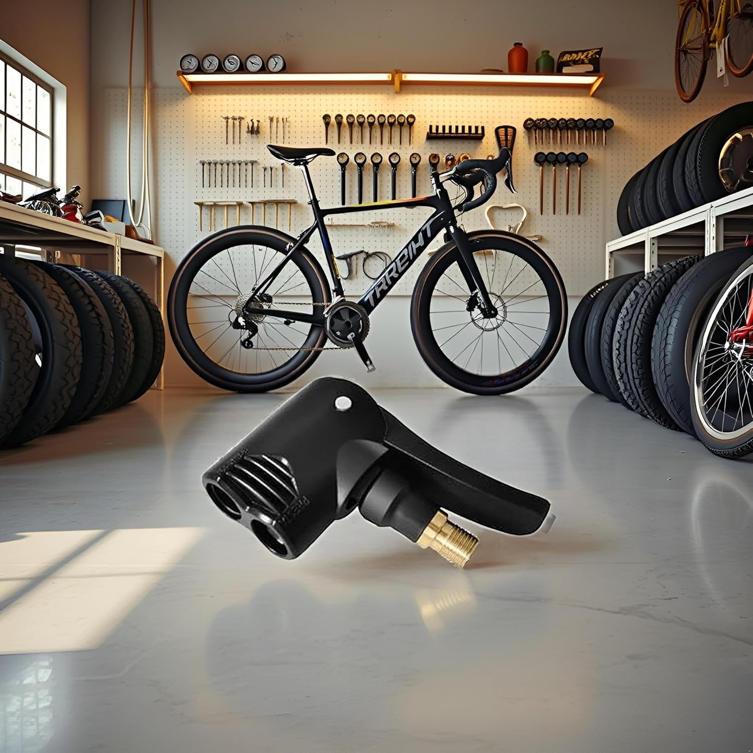 Black Bike Pump Adapter Presta Valve Adapter Dual Head Bike Track Pump Tyre Air Pump Valve Adapter Pump Connector Head Tires Tubes Accessories - Image 2